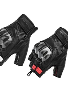 Leather Motorcycle Gloves for Summer Men Gloves Motocross Half Finger Fingerless Carbon Fiber Guantes Moto Luva Guanti Enduro