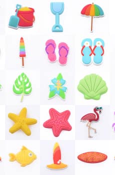 Hot Beach Pink Slipper Shoe Charms Ocean Animal Starfish Crab Shoe Decorations Colorful Umbrella Ball Bird Clog Charms Kids Gift