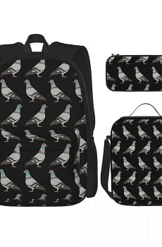 Pigeon Walk Backpacks Boys Girls Bookbag Children School Bags Cartoon Kids Rucksack Lunch Bag Pen Bag Three-Piece Set