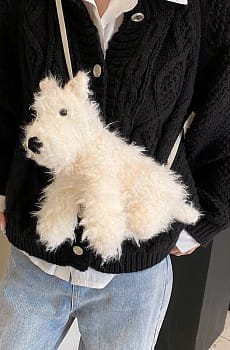 Ins Small Fresh Cartoon Cute Dog Plush Stuffed Crossbody Bag Creative Funny Girl Plush Dog Shoulder Bag Valentine’s Day Gifts