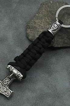 Thor Hammer Mjolnir Keychain Odin Raven Amulet Talisman Viking Pendant handmade Paracord Key chain For Men