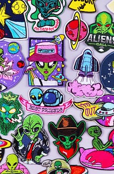 Prajna Alien Embroidered Patches On Clothes DIY Space UFO Applique Clothing Thermoadhesive Patches for Clothing Stickers Badges