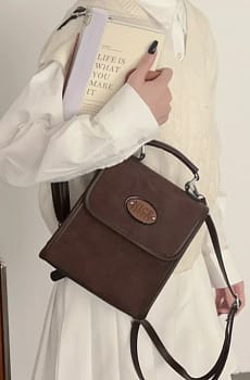 Suede Retro Shoulder Bag Female 2025 New Niche Portable Commuter Bags Fashion Trend Schoolbag Simple Leisure Cowhide Backpack