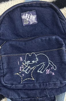 Japanese Simple Kawaii Cat Backpack Denim Handbag Shoulder Bags Large Capacity Student Schoolbag Cute Women Backpack