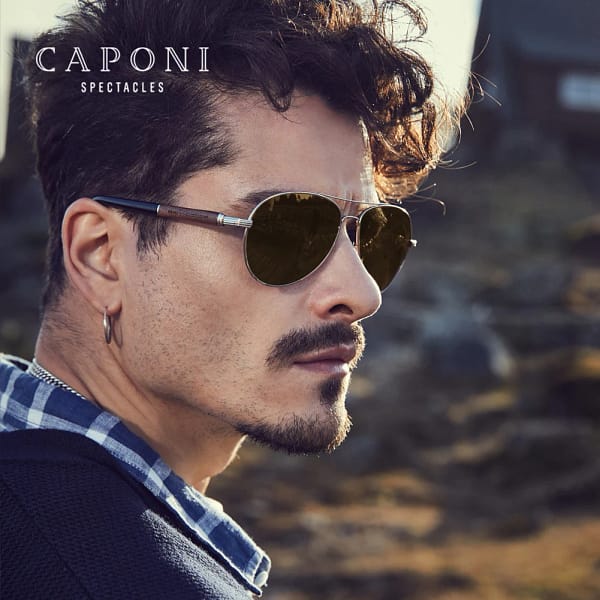 CAPONI Night Vision Men Sunglasses Photochromic Brown Wooden Legs Pilot Driving Eye Glasses For Male UV Protect BSYS409 - Image 4