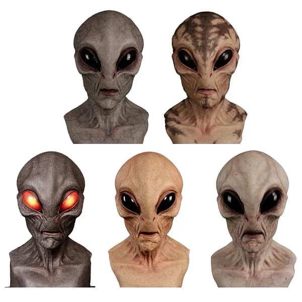 Halloween Masks Alien Headwear Big Eyes Alien Full Head Party Mask Masquerade Costume Props Party Cosplay Dress UP Horror Masks - Image 2