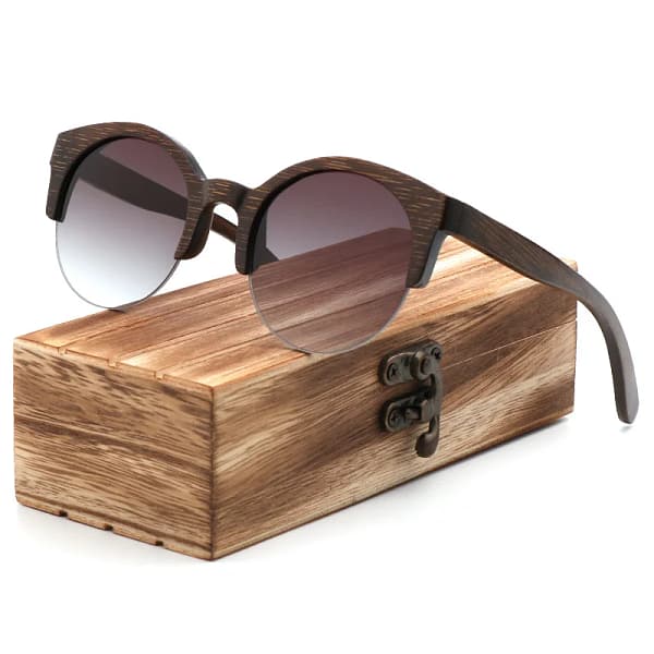 Retro men's polarized sunglasses Fashion Polarized Women sunglasses blue good quality bamboo wood handmade glasses Gifts send - Image 2