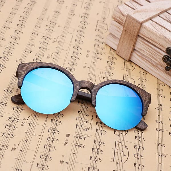 Retro men's polarized sunglasses Fashion Polarized Women sunglasses blue good quality bamboo wood handmade glasses Gifts send - Image 3