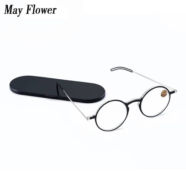 Light Reading Glasses Ultrathin Protable Far Sight Eyeglasses Anti-Blue Ray Spectacles Eyeglasses With Case Round Frame Glasses