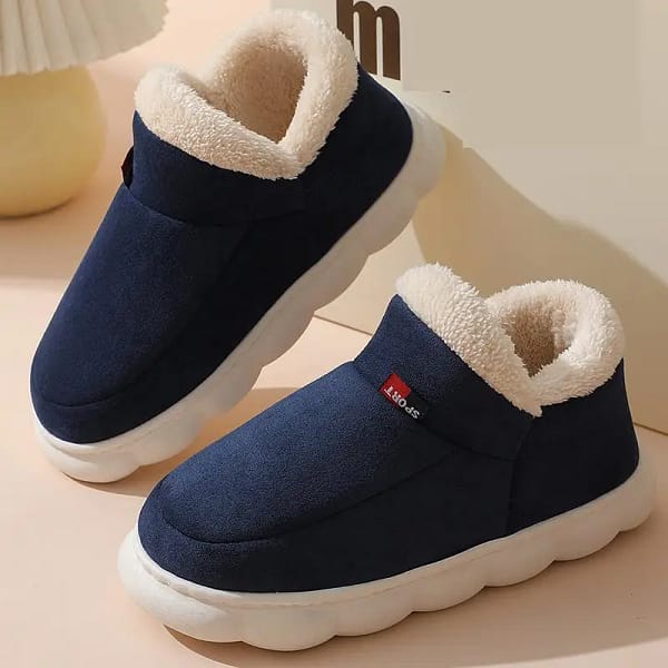 36-45 Men Slippers Couple Style Wrap Heels Plush Winter Shoes Non-slip Soft Thick-soled Warm Home Bedroom Casual Cotton Shoe Y18 - Image 3