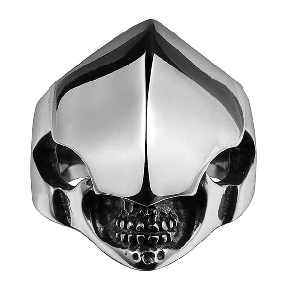 316L Stainless Steel Punk Cool Smooth Aliens Mask Helmet Skeleton Fashion Ring for Men Punk Jewelry