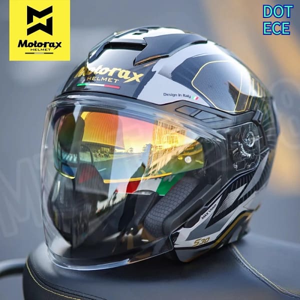 Motorax S30 Motorcycle Helmet 3/4 Face Helmet Casco De Moto Electric Motobike DOT Capacete Scooter Double Lens Anti-Glare - Image 2