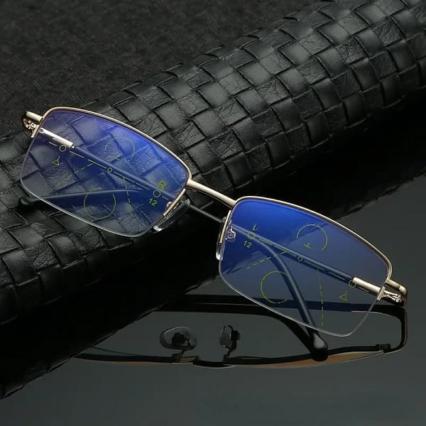 High Quality Progressive Reading Glasses Multifocal Men Women Anti Blue Light Magnifying Presbyopic Glasses Half Frame Gold Очки