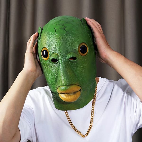 Ugly Green Fish Headgear Latex Cosplay Party Adult Funny Halloween Alien Mask Party Horror Spoof Supplies - Image 2