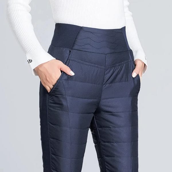 White Duck Down Pencil Pants Winter Warm Thicken Elastic Slim Cotton Pantalon Women Casual Windproof High Waist Snow Wear Pant - Image 3