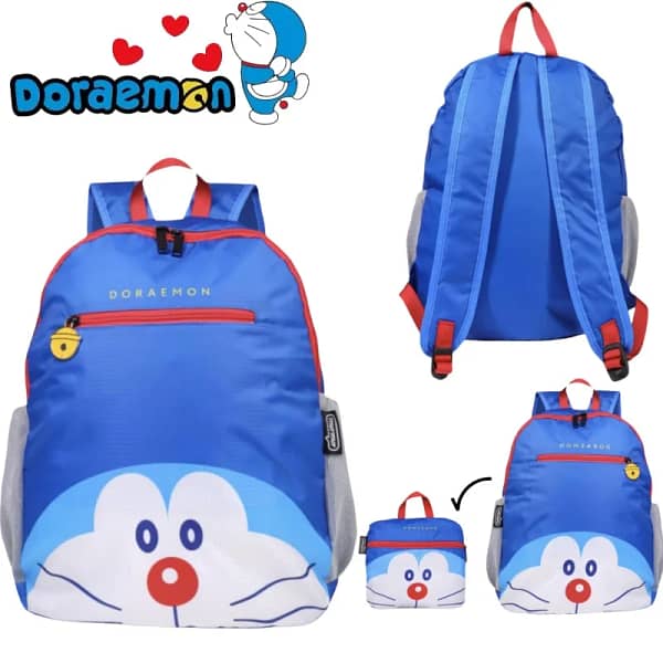 Doraemon Printed Hiking Bag Cartoon Doraemon Large Capacity Multi-compartment Foldable Backpack Portable Storage Holiday Gifts