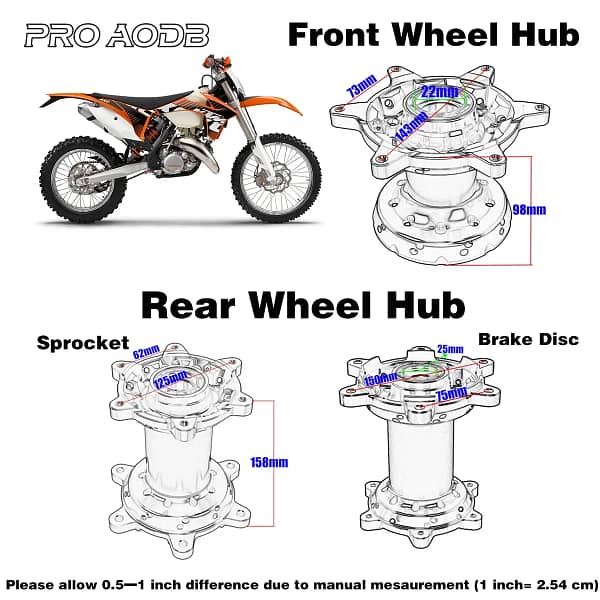 Motorcycle 36 Holes Front Rear Wheel Hub CNC Aluminum Billet For KTM XC XCF SX SXF EXC EXCF XCW XCFW SMR 125 250 300 350 400 500 - Image 2