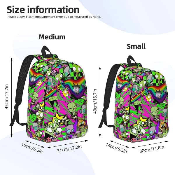 Invader Cartoon Zims Gir Dib Green Dib Robot Backpack Men Women High School Hiking Travel Daypack College Shoulder Bag Durable - Image 6