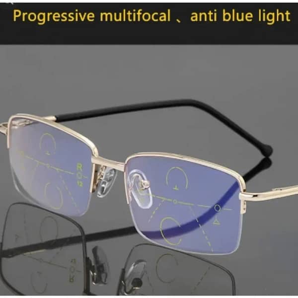 High Quality Progressive Reading Glasses Multifocal Men Women Anti Blue Light Magnifying Presbyopic Glasses Half Frame Gold Очки - Image 6