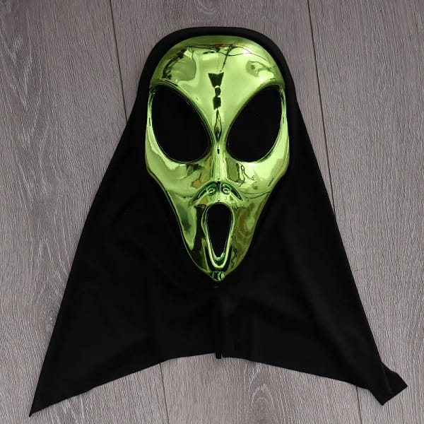 Green Alien UFO Mask Cosplay Aliens Monster Plastic Helmet Halloween Carnival Masquerade Dress Up Party Adult Kids Costume Props