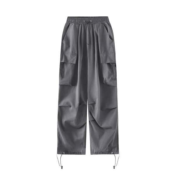 Cargo Pants Women Y2k Wide Leg Multi-Pocketed Baggy Trousers Streetwear Solid Color Drawstring Parachute Pants Pantalones - Image 5