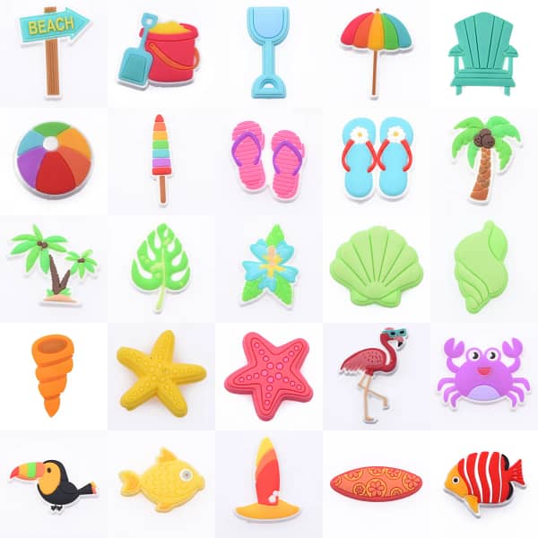 Hot Beach Pink Slipper Shoe Charms Ocean Animal Starfish Crab Shoe Decorations Colorful Umbrella Ball Bird Clog Charms Kids Gift