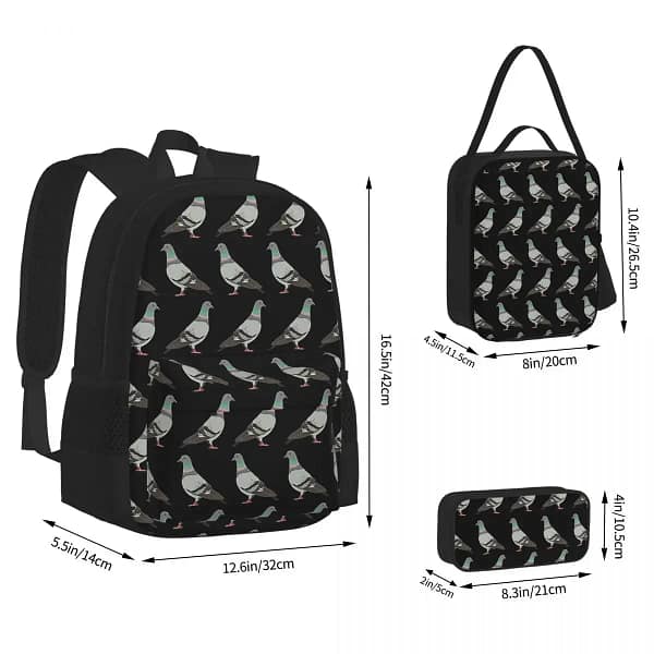 Pigeon Walk Backpacks Boys Girls Bookbag Children School Bags Cartoon Kids Rucksack Lunch Bag Pen Bag Three-Piece Set - Image 2