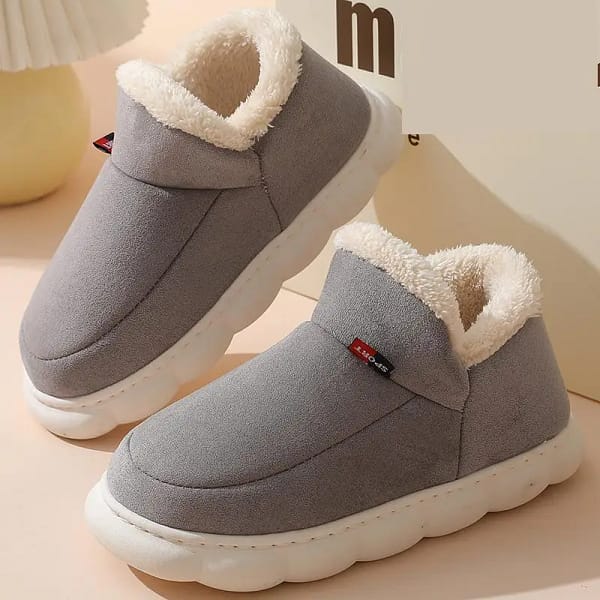 36-45 Men Slippers Couple Style Wrap Heels Plush Winter Shoes Non-slip Soft Thick-soled Warm Home Bedroom Casual Cotton Shoe Y18 - Image 4