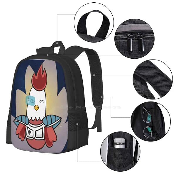 Eccentric Rooster'S Daily Life Day 3 " " Backpacks For School Teenagers Girls Travel Bags Erdl Rooster Funny Hip Hit Chicken - Image 3