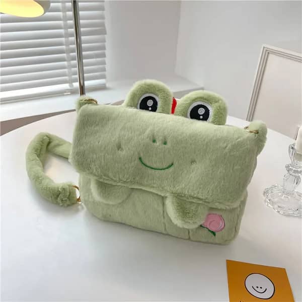 Cartoon Cute Rabbit Frog Bear Dog Plush Bag Creative Ins Kawaii Shoulder Crossbody Bag Fashion Trend Out Portable Storage Bag - Image 6