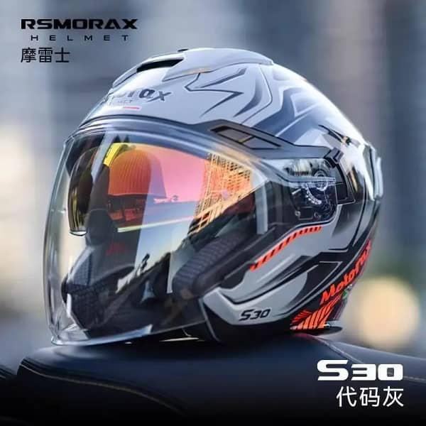 Motorax S30 Motorcycle Helmet 3/4 Face Helmet Casco De Moto Electric Motobike DOT Capacete Scooter Double Lens Anti-Glare