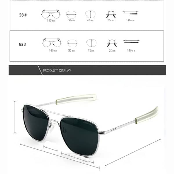 Pilot RE Randolph Sunglasses Men Top Quality Sun Glasses For Male American Army Military Glass Lens AO Lens Oculos - Image 5