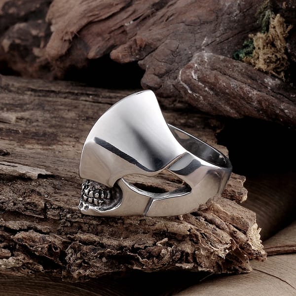 316L Stainless Steel Punk Cool Smooth Aliens Mask Helmet Skeleton Fashion Ring for Men Punk Jewelry - Image 3