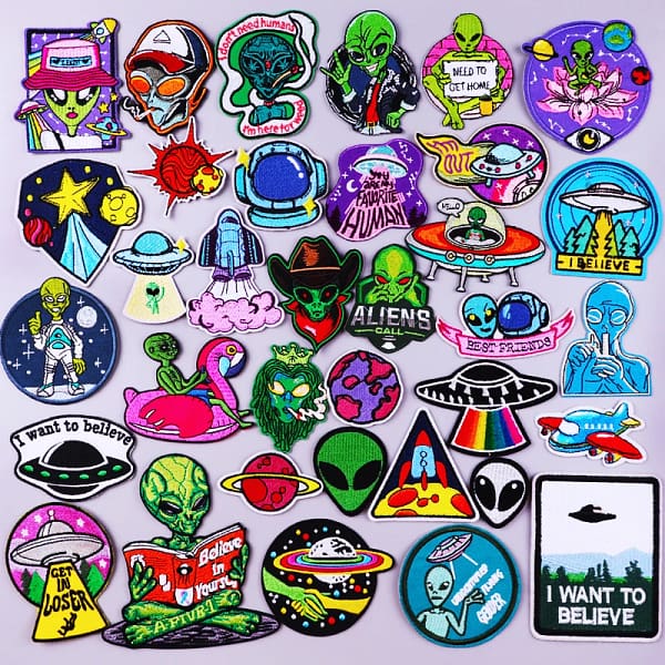 Prajna Alien Embroidered Patches On Clothes DIY Space UFO Applique Clothing Thermoadhesive Patches for Clothing Stickers Badges - Image 2