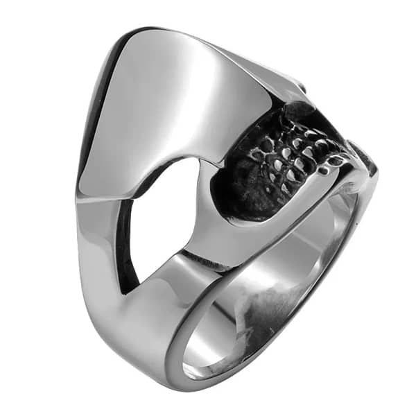 316L Stainless Steel Punk Cool Smooth Aliens Mask Helmet Skeleton Fashion Ring for Men Punk Jewelry - Image 2