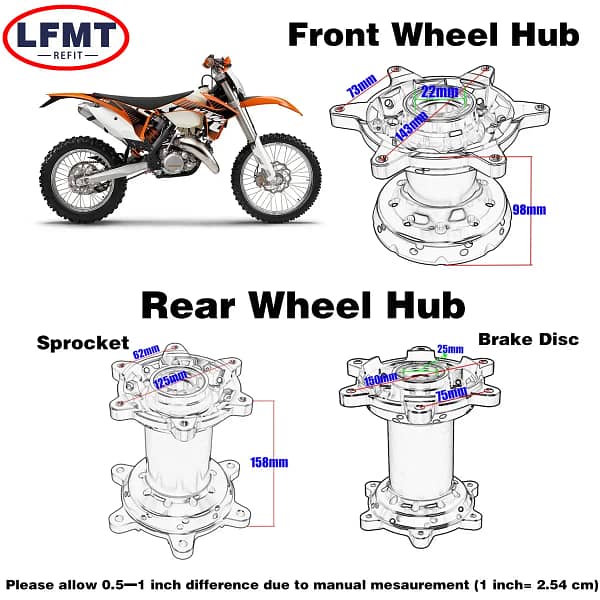 Motorcycle CNC Front Rear Rims Wheel Hub For KTM XC SX XCF XCFW EXC XCW SXS SXF EXCF 150 250 300 350 400 450 500 530 2003-2023 - Image 2