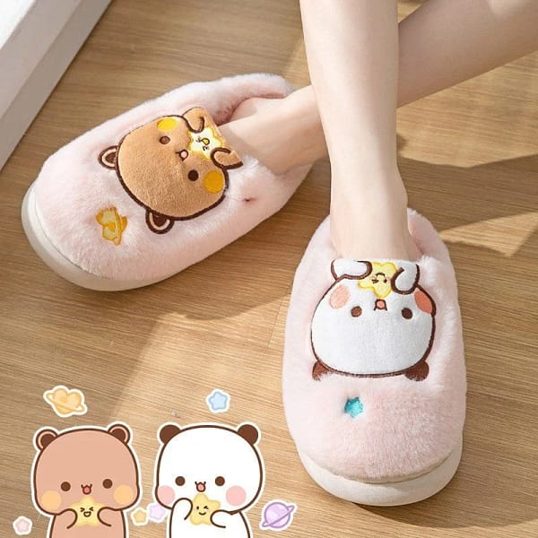 Bubu Dudu Bear Anime Plush Slipper Cartoon Couple slippers Winter Leisure Home Outdoor Anti Slip Thick Bottom Cotton Shoes Warm - Image 4