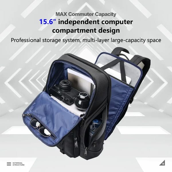 Bopai Business Men's Shoulder Bag Multifunctional Business Travel Backpack Commuting Large Capacity Computer Bag Nylon Schoolbag - Image 6