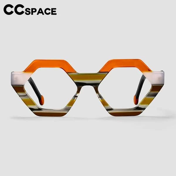 57182 Polygon Acetate Optical Spectacles Women Popular Rainbow Prescription Glasses High Quality Spring Hinge Eyeglass - Image 4