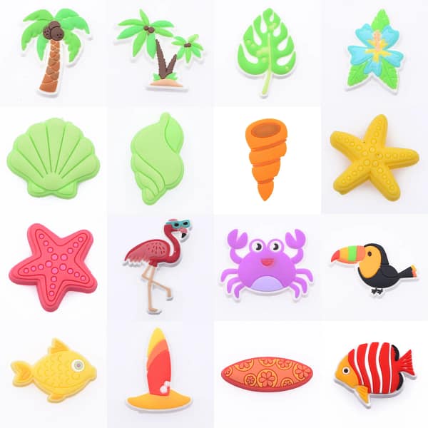 Hot Beach Pink Slipper Shoe Charms Ocean Animal Starfish Crab Shoe Decorations Colorful Umbrella Ball Bird Clog Charms Kids Gift - Image 3