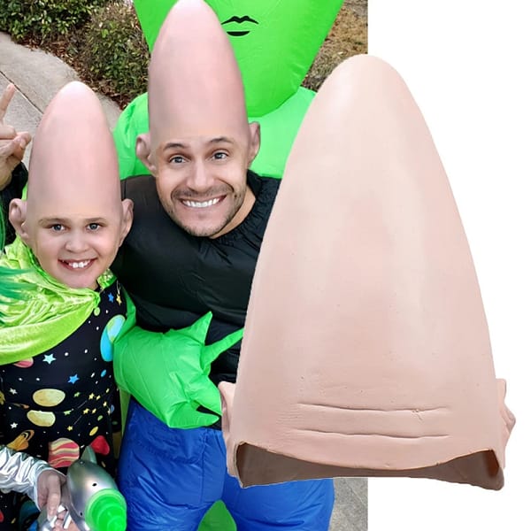 Egg Head Shaped Skin Conical Alien Mask Cap Cosplay Fake Coneheads Latex Helmet Halloween Carnival Purim Party Costume Props