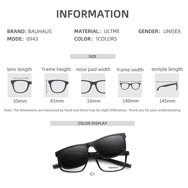 0943 Myopia Magnetic Sunglasses Prescription Glasses Clip Square Men Women Spring Legs Hanging Neck Eyewear - Image 2