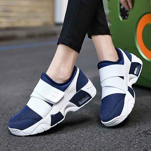 Women Tennis Shoes Breathable Hook Loop Sneakers Air Cushion Shoe Non-slip Female Height Increase Footwear Outdoor Walk Gym Shoe - Image 3