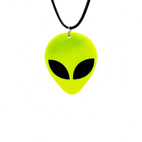 unique Acrylic Alien necklace Cute Funny Cartoon Green Space Head alien pendant necklace Resin alien mask Statement choker - Image 2