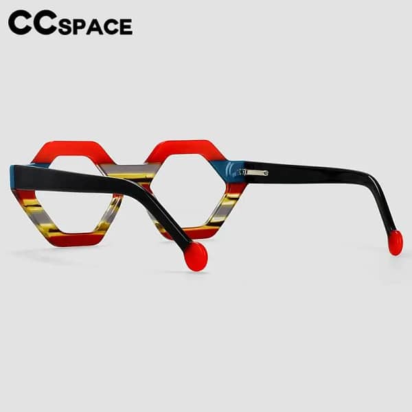 57182 Polygon Acetate Optical Spectacles Women Popular Rainbow Prescription Glasses High Quality Spring Hinge Eyeglass - Image 5