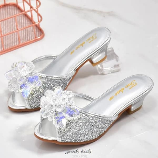 Girls Summer Frozen Sandals Slipper Sequined Princesse Children High Heel Party Dress Elsa Shoes Leather Slipper For Kids Slides - Image 4