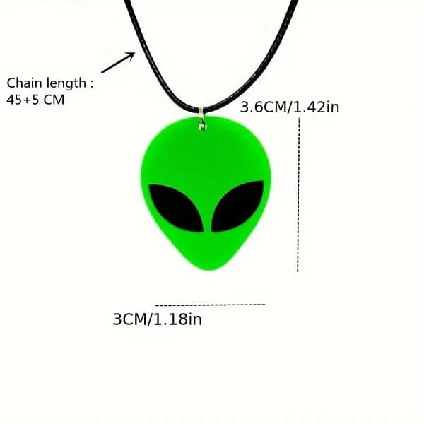 unique Acrylic Alien necklace Cute Funny Cartoon Green Space Head alien pendant necklace Resin alien mask Statement choker - Image 5