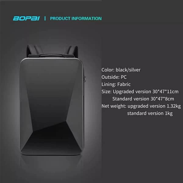 BOPAI E-Sports Laptop Backpack 17.3Inch Backpack Anti-Theft Waterproof Bag College Backpack USB Charging Men Travel Gaming Pack - Image 6