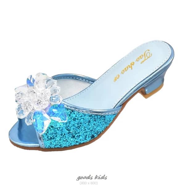 Girls Summer Frozen Sandals Slipper Sequined Princesse Children High Heel Party Dress Elsa Shoes Leather Slipper For Kids Slides - Image 5