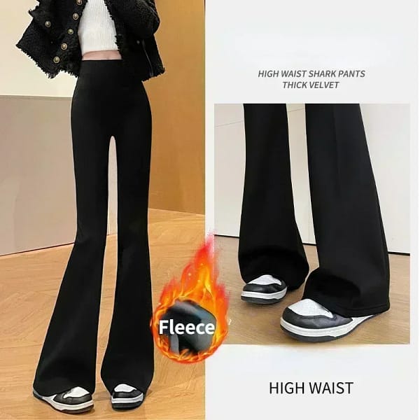 Fleece Thick Wide Leg Pants High Waist Yoga Sport Leggings Gym Fitness Tights Casual Streetwear Casual Vintage Pantalon Femme - Image 6